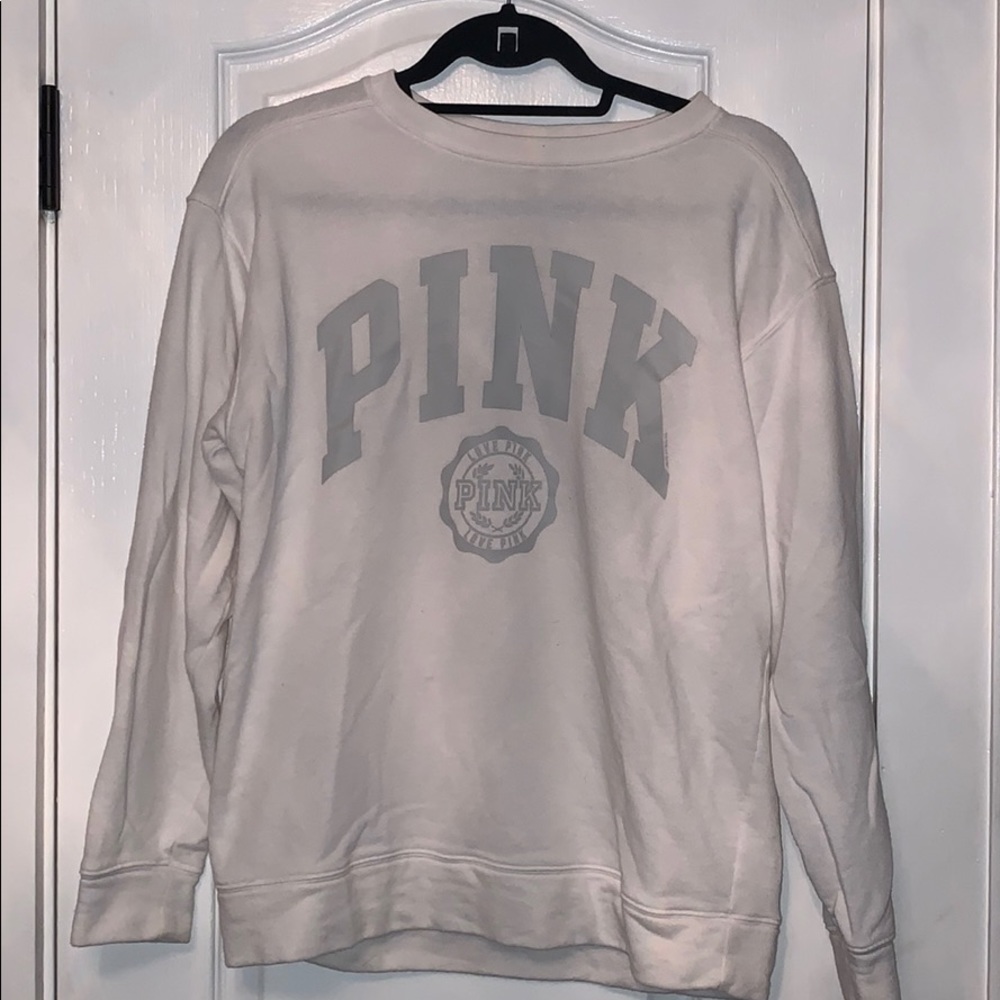 LOVE PINK CREWNECK WHITE SWEATSHIRT